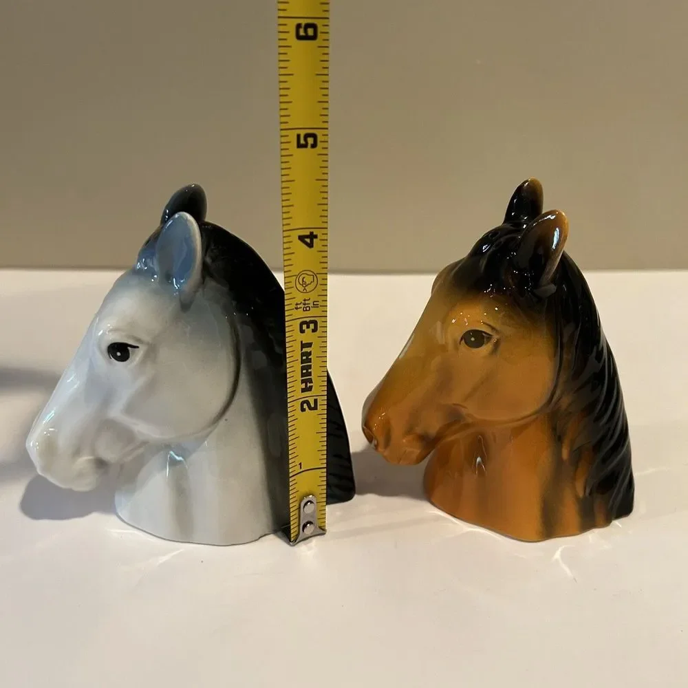 Horse Head Handmade Ceramic Salt Pepper Shakers‎ Equestrian